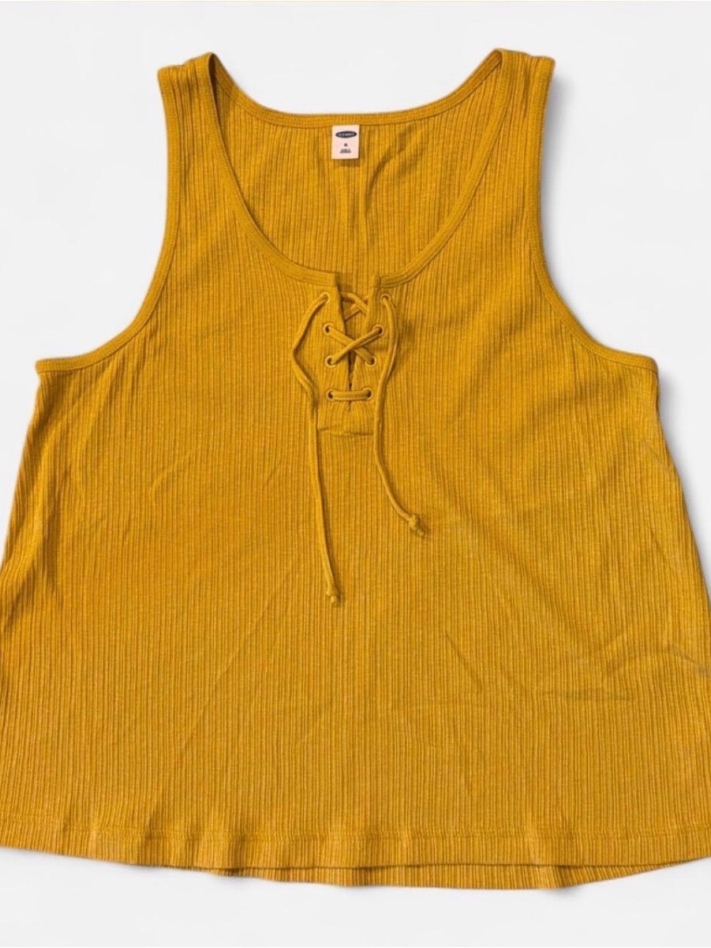 Old Navy Mustard Lace-Up Ribbed Tank